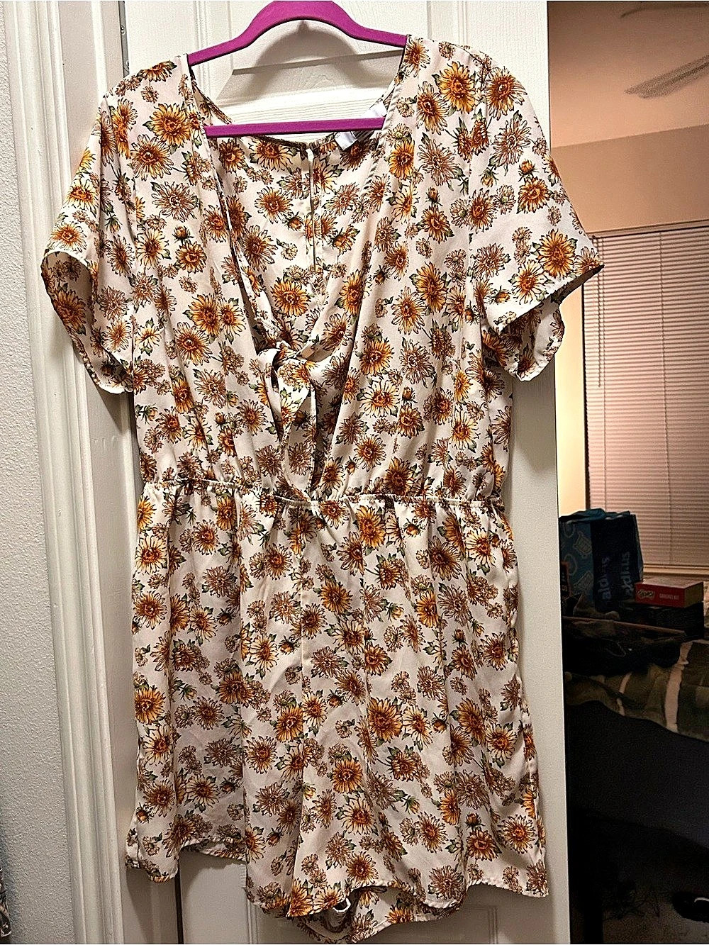 Forever 21 Sunflower Romper with Front-Tie Knot